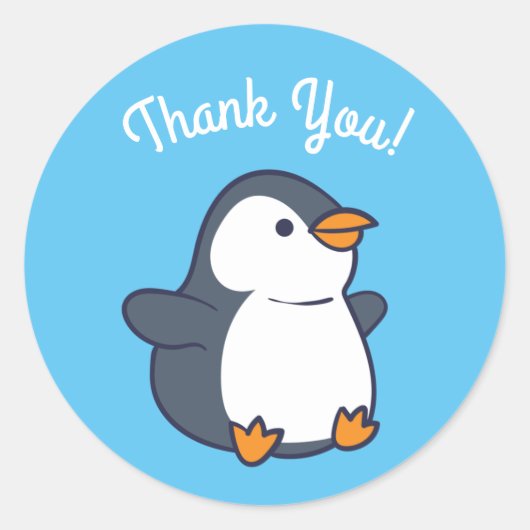 ペンギン誕生日パーティー ラウンドシール (正面)