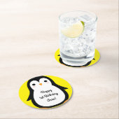 ペンギン誕生日パーティー ラウンドペーパーコースター (インサイチュ)