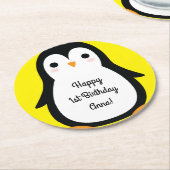 ペンギン誕生日パーティー ラウンドペーパーコースター (アングル)