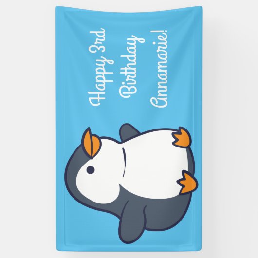 ペンギン誕生日パーティー 横断幕 (縦)