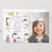 ペンギン誕生日招待状撮影 招待状 (正面/裏面)