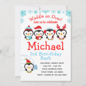 ペンギン誕生日招待状 招待状 (正面)