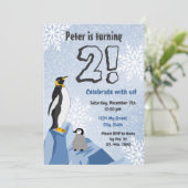 ペンギン誕生日招待状 招待状 (スタンド正面)