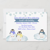 ペンギン誕生日招待状 招待状 (正面)