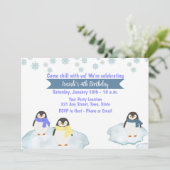 ペンギン誕生日招待状 招待状 (スタンド正面)