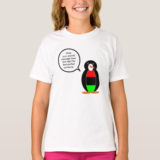 ペンギン語を話すアフリカ系アメリカ国旗 Tシャツ (正面)