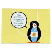 ペンギン語を話すアルゼンチン国旗パーソナライズされた ラージペーパーバッグ (裏面)