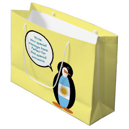 ペンギン語を話すアルゼンチン国旗パーソナライズされた ラージペーパーバッグ