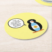 ペンギン語を話すアルゼンチン国旗 ラウンドペーパーコースター (アングル)