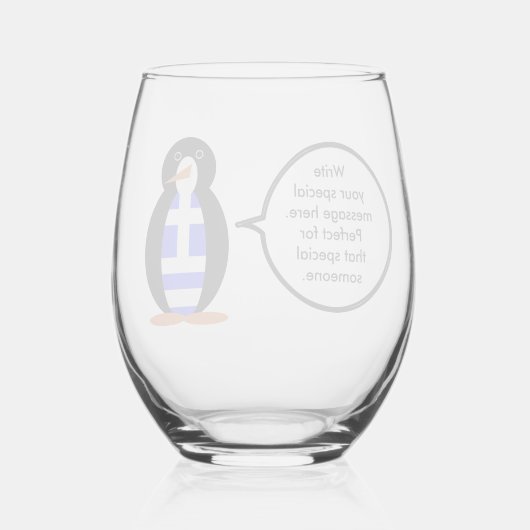 ペンギン語を話すギリシャ国旗パーソナライズされた ステムなしワイングラス (裏面)