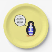 ペンギン語を話すギリシャ国旗パーソナライズされた ペーパープレート (正面)
