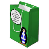 ペンギン語を話すギリシャ国旗パーソナライズされた ミディアムペーパーバッグ (裏面アングル)