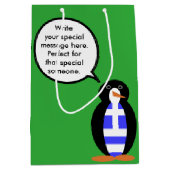 ペンギン語を話すギリシャ国旗パーソナライズされた ミディアムペーパーバッグ (正面)