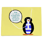 ペンギン語を話すギリシャ国旗パーソナライズされた ラージペーパーバッグ (正面)