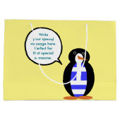 ペンギン語を話すギリシャ国旗パーソナライズされた ラージペーパーバッグ (裏面)