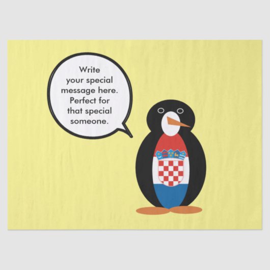 ペンギン語を話すクロアチア国旗パーソナライズされた 薄葉紙 (正面)