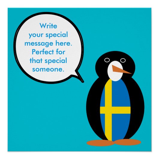 ペンギン語を話すスウェーデン国旗パーソナライズされた ポスター (正面)