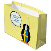 ペンギン語を話すスウェーデン国旗パーソナライズされた ラージペーパーバッグ (裏面アングル)