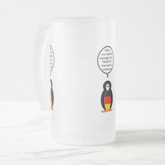 ペンギン語を話すドイツ国旗パーソナライズされた フロストグラスビールジョッキ (正面左)