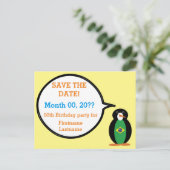 ペンギン語を話すブラジル国旗パーソナライズされた 案内ポストカード (スタンド正面)