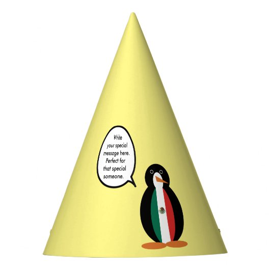 ペンギン語を話すメキシコ国旗のパーティー帽子 パーティーハット (正面)