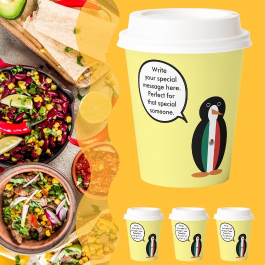 ペンギン語を話すメキシコ国旗 紙コップ