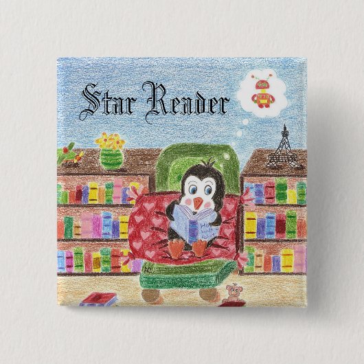 ペンギン読の報酬ボタン 缶バッジ (正面)