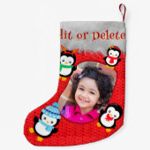 ペンギン赤かわいいクリスマスキッド写真名クールおもしろい スモールクリスマスストッキング (裏面)