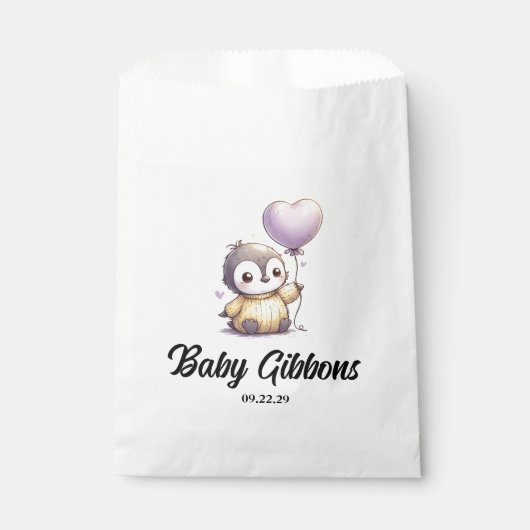 ペンギン赤ちゃんシャワーナプキン フェイバーバッグ (正面)