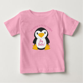 ペンギン赤ちゃんシャワーピンク ベビーTシャツ