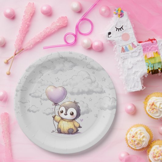 ペンギン赤ちゃんシャワー ペーパープレート (パーティー)