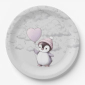 ペンギン赤ちゃんシャワー ペーパープレート (正面)