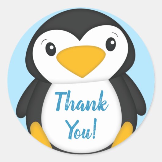 ペンギン赤ちゃんシャワー ラウンドシール (正面)