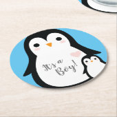ペンギン赤ちゃんシャワー ラウンドペーパーコースター (アングル)
