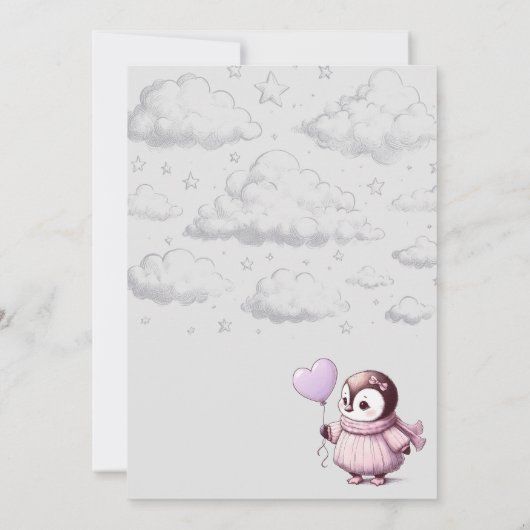 ペンギン赤ちゃんシャワー 招待状 (裏面)