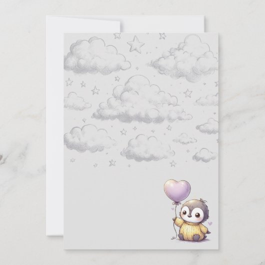 ペンギン赤ちゃんシャワー 招待状 (裏面)