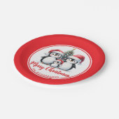 ペンギン赤と白ズファミリーメリークリスマス ペーパープレート (アングル)