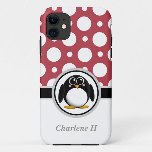 ペンギン赤の組み合わせ水玉模様iPhone 5ケース Case-Mate iPhoneケース (裏面)