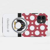 ペンギン赤の組み合わせ水玉模様iPhone 5ケース Case-Mate iPhoneケース (裏面(横))