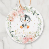 ペンギン赤面フローラベビーシャワー誕生日パーティー フェイバータグ (裏面)