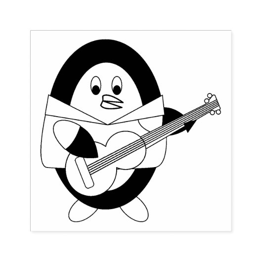 ペンギン遊のギターかわいい ラバースタンプ (インプリント)