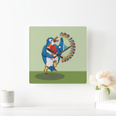 ペンギン遊の卓球 スクエア壁時計 (ホーム)