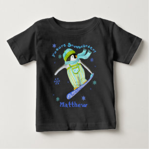 ペンギン遊ズ、スノーボーダー、乳児Tシャツ ベビーTシャツ