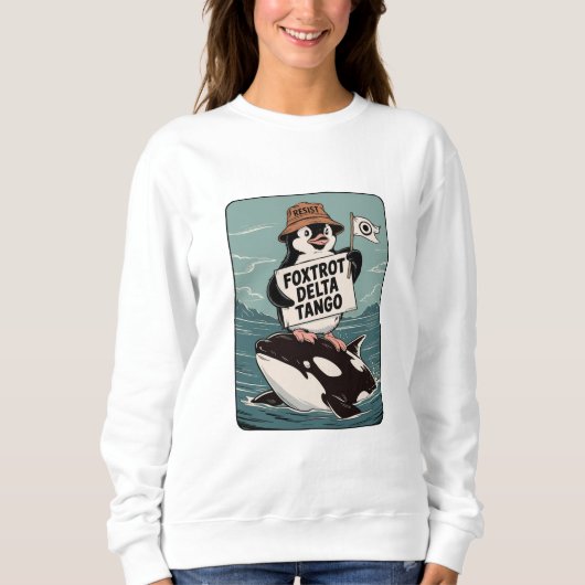 ペンギン運動ヴィンテージ抗議に抵抗する スウェットシャツ (正面)