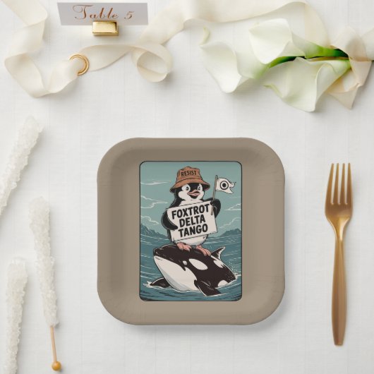 ペンギン運動ヴィンテージ抗議に抵抗する ペーパープレート (ウェディング)