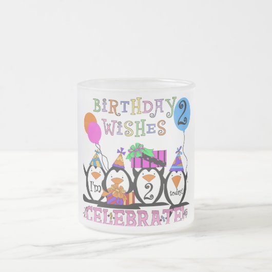 ペンギン間抜けス2回目の誕生日Tシャツとギフト フロストグラスマグカップ (中央)