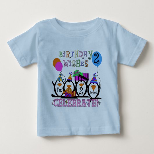 ペンギン間抜けス2回目の誕生日Tシャツとギフト ベビーTシャツ (正面)