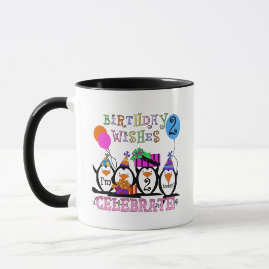 ペンギン間抜けス2回目の誕生日Tシャツとギフト マグカップ (左)