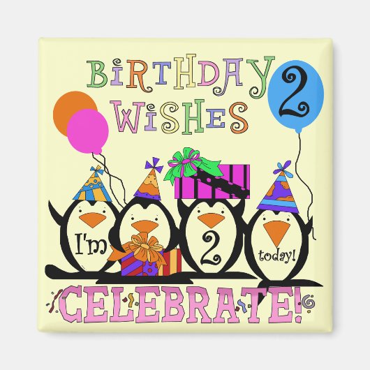 ペンギン間抜けス2回目の誕生日Tシャツとギフト マグネット (正面)