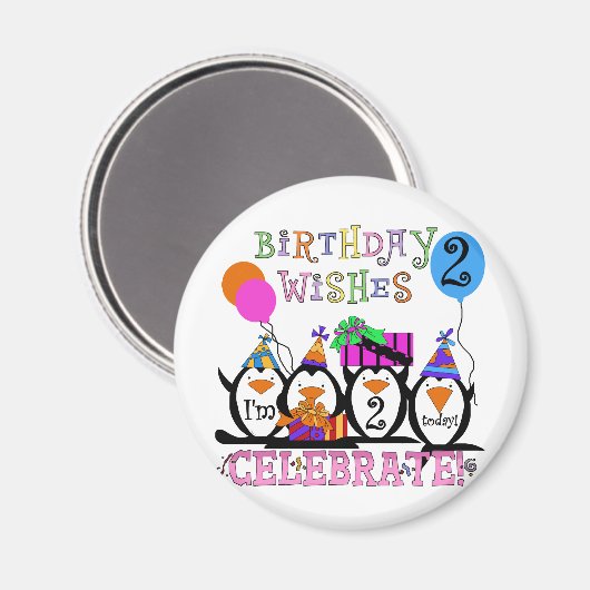 ペンギン間抜けス2回目の誕生日Tシャツとギフト マグネット (正面/裏面)